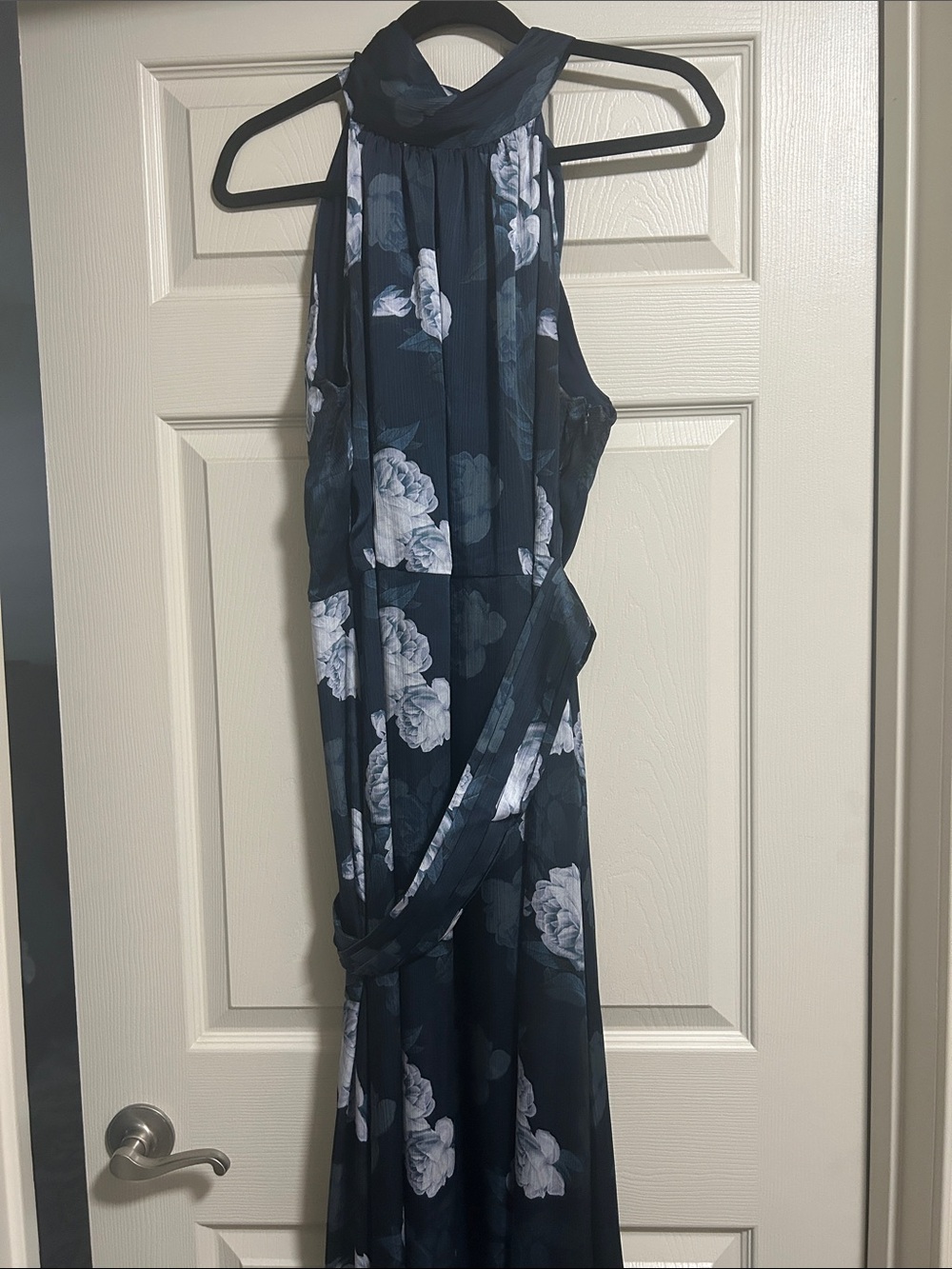 Sachin + Babi Navy and White Floral Halter Maxi Dress